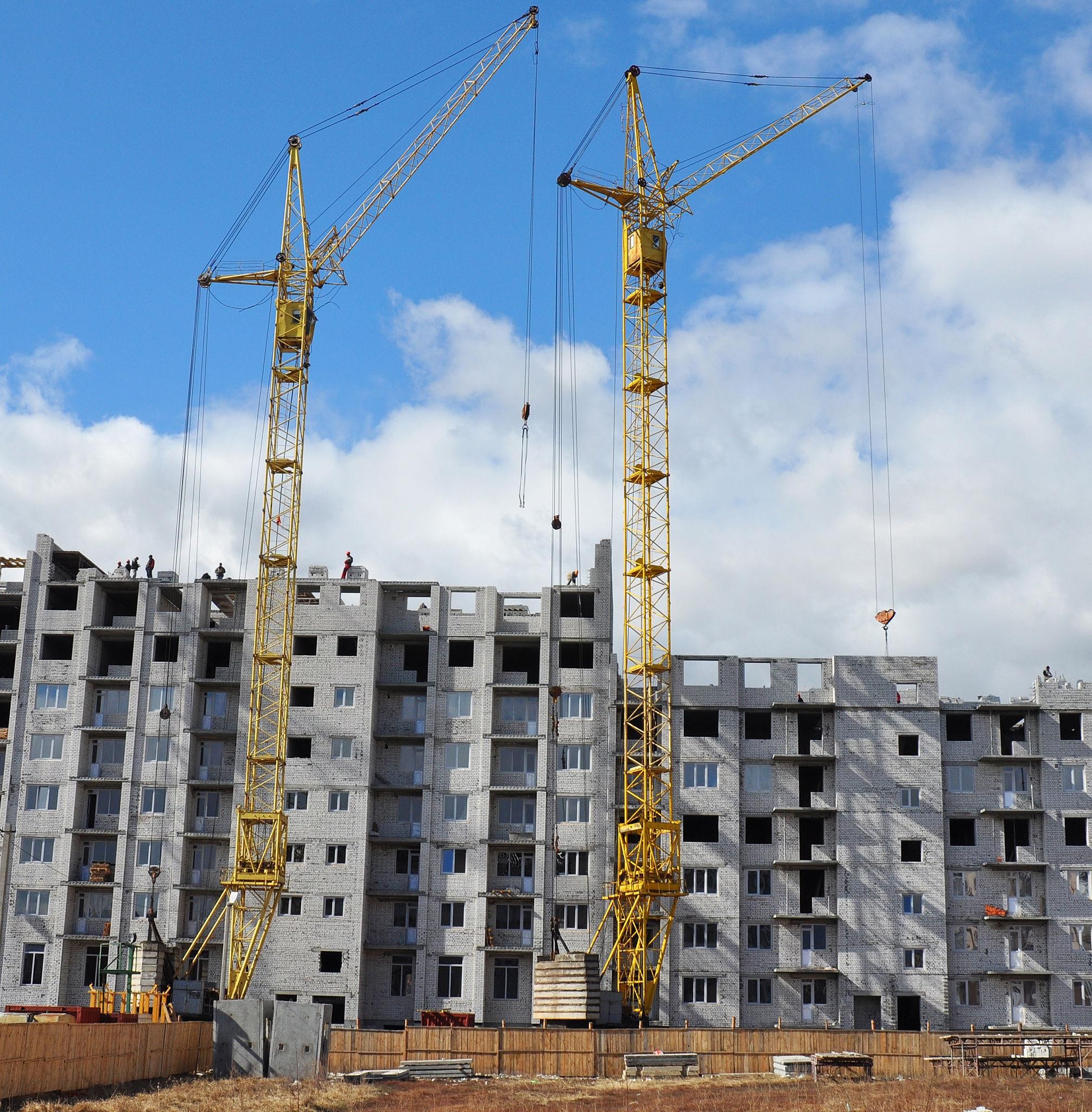 Equipment on a commercial construction site